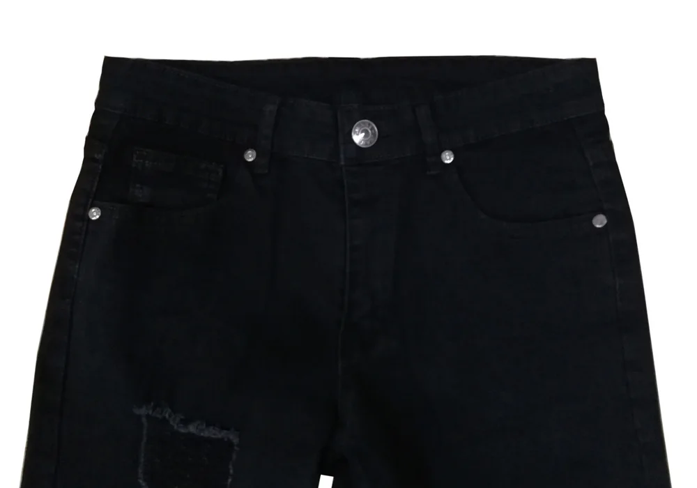 2020 Hip Hop Sknny Jeans Men Solid Hole Black Fashion Pleated Long Length Pants Mens Ripped | Мужская одежда