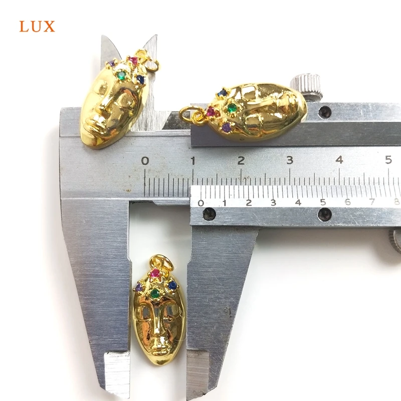 

5pcs Brass Plate Micro Pave Cubic Zirconia Face Pendant Necklaces For Women Colorful Human Face Charm Pendant Jewelry Set Making