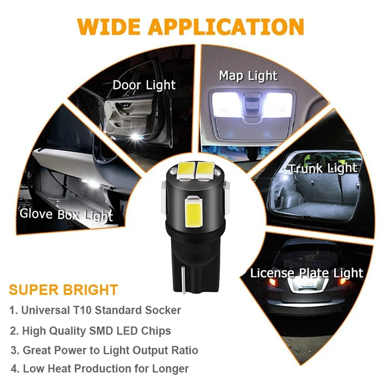

20Pcs T10 LED Canbus W5W 194 5630 SMD Auto Led Interior Light for Ford Focus E90 E60 E87 Mercedes W212 W211 Car Lights