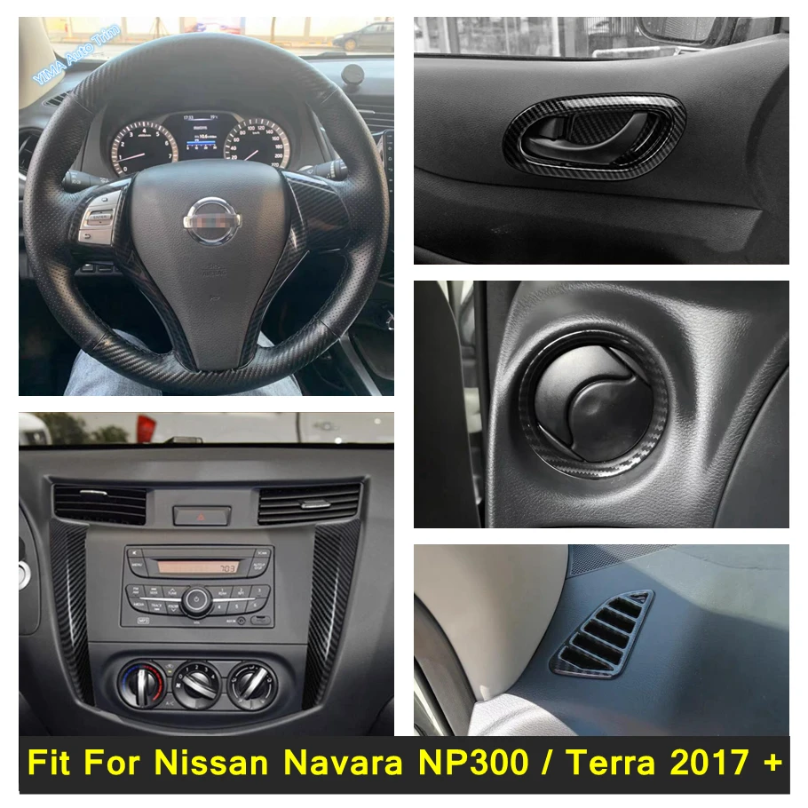 

Carbon Fiber Interior For Nissan Navara NP300 / Terra 2017 - 2021 Central Control Dashboard Strip / Head Lights / AC Cover Trim