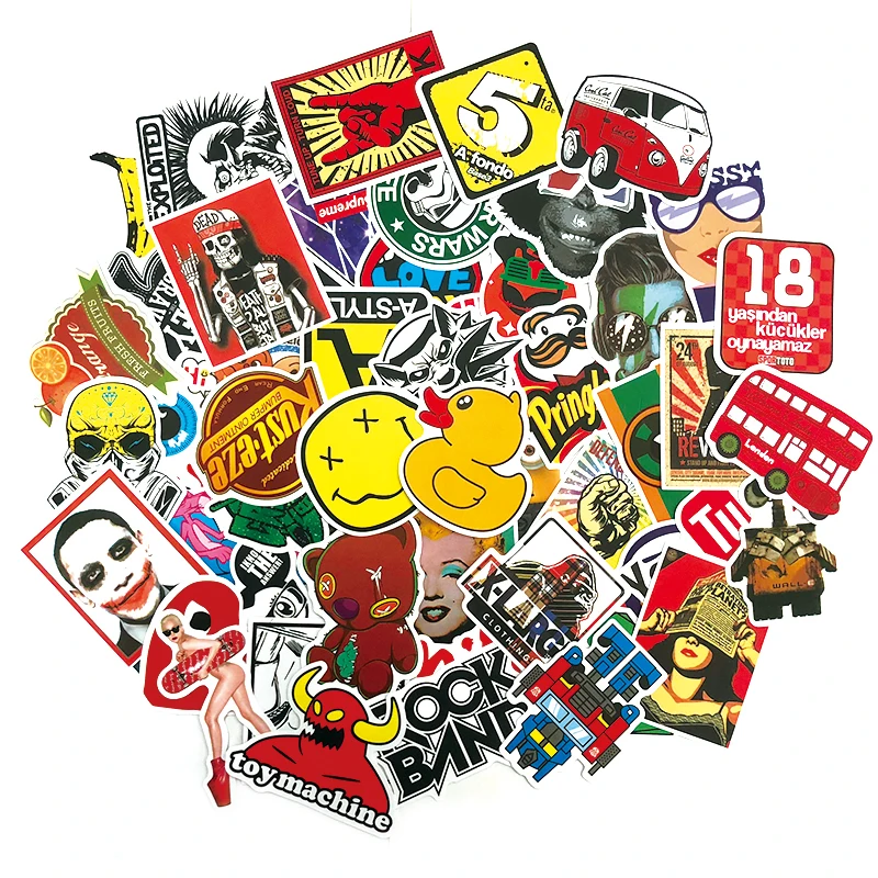 

100 шт. модные Стикеры для скейтборда аниме рок ретро забавные стикеры подарок для детей виниловые водонепроницаемые Стикеры для ноутбука ги...