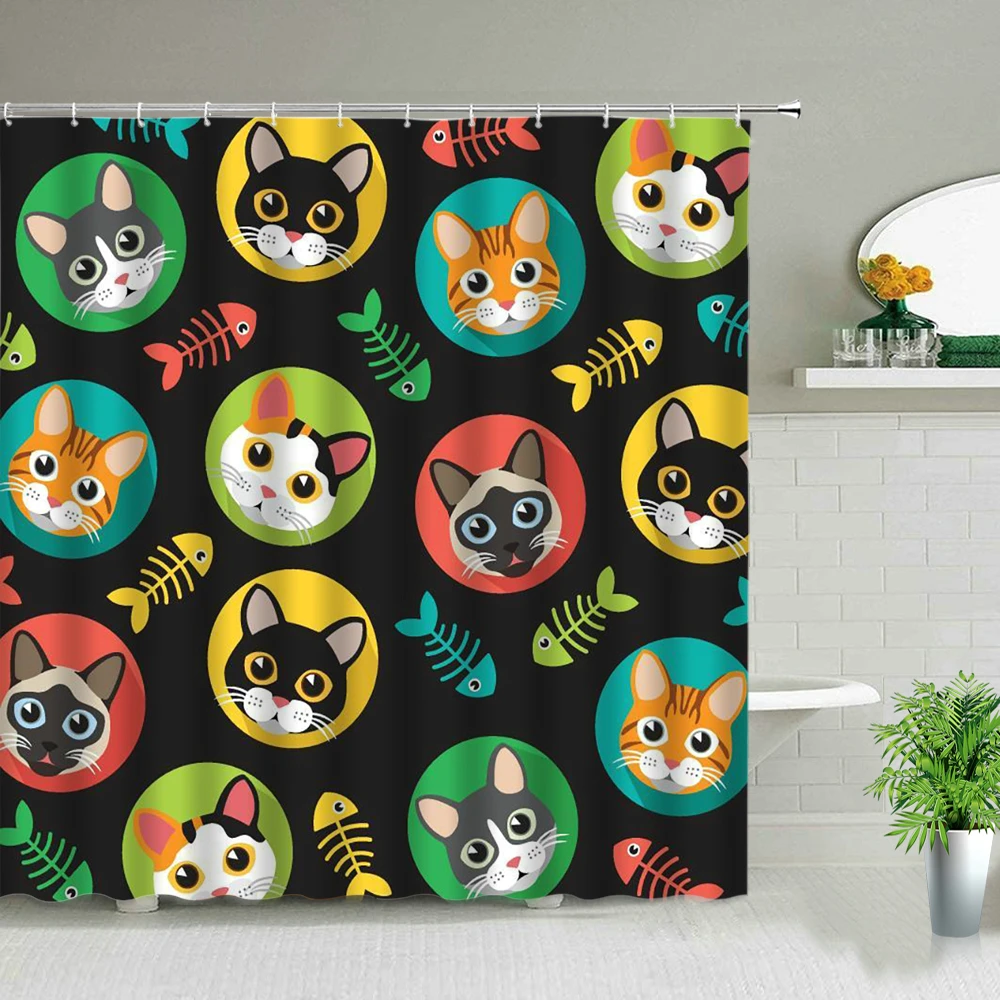 

Cartoons Animal Children's Bathroom Shower Curtain Owl Snails Cat Dog Zodiac 3d Printed Waterproof Cloth Curtains With Hooks