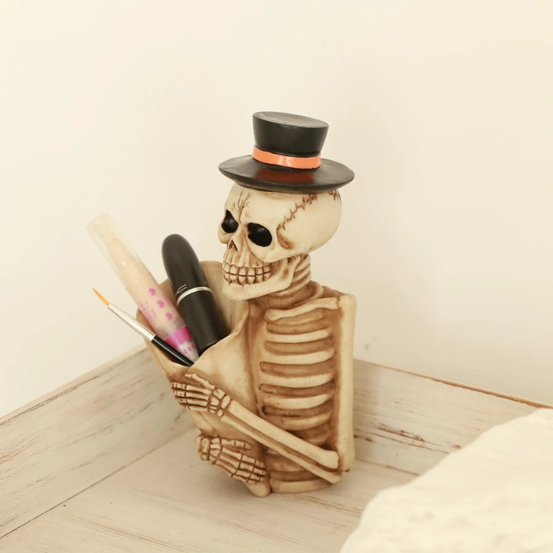 Держатель для ручки в виде черепа подставка кистей макияжа ключей из смолы