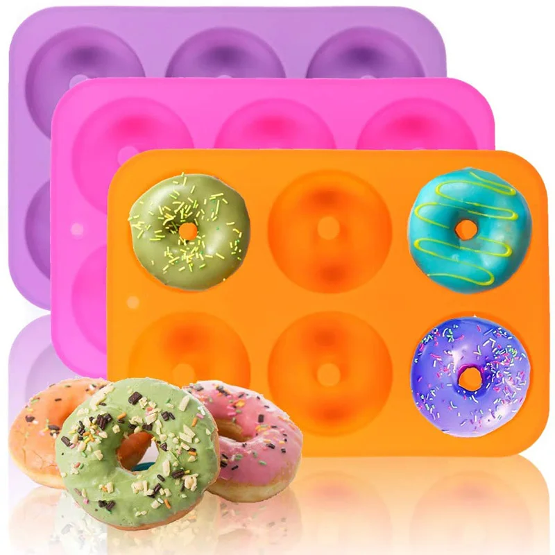 

VEHHE 1pc 6-Cavity Silicone Donut Pan Cake Mold Wool Ball Shaped Mousse Mold Non-Stick Baking Pan DIY Decoration Kitchen Tool