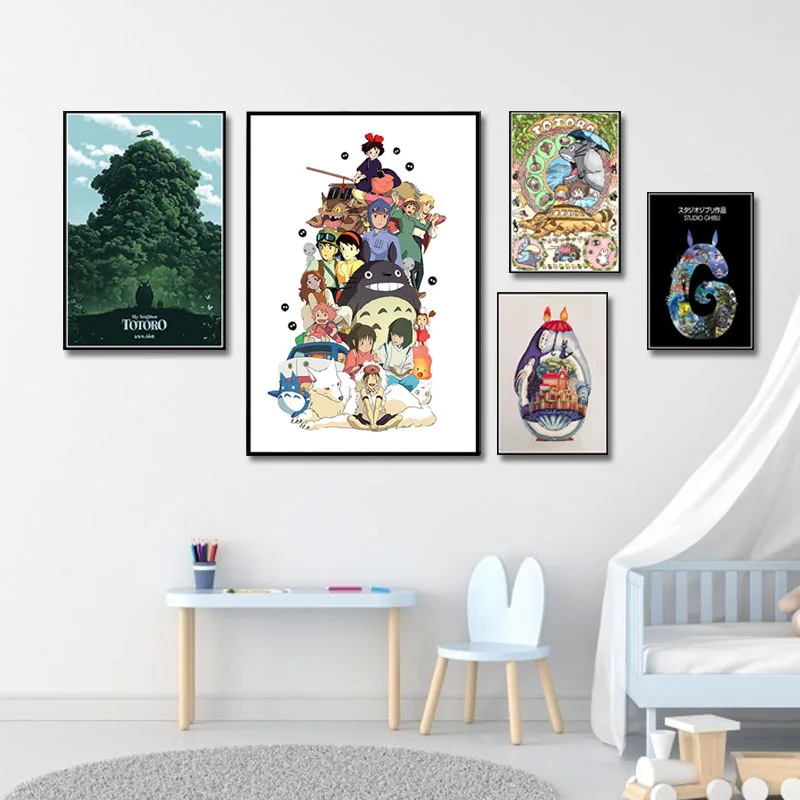 

My Neighbor Totoro Studio Ghibli pays tribute to Japanese Anime Art Picture Poster Cartoon Canvas Painting dormitory wall decor
