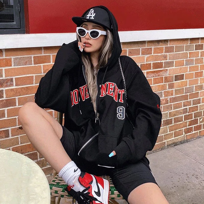 

Vintage Oversized Women Hoodies Harajuku Aesthetic Zip Up Hooded Sweatshirt Top Long Sleeve new E Girl Clothes Casual ins
