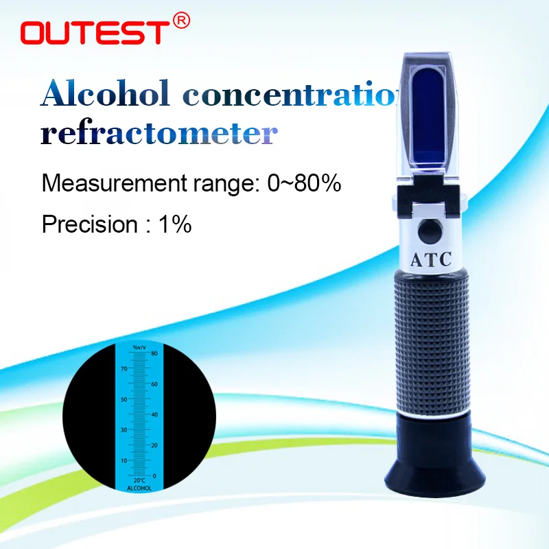 

Alcohol refractometer 0~80% Alcoholometer V/V ATC Handheld Tool Hydrometer RZ122 refraktometer alcohol