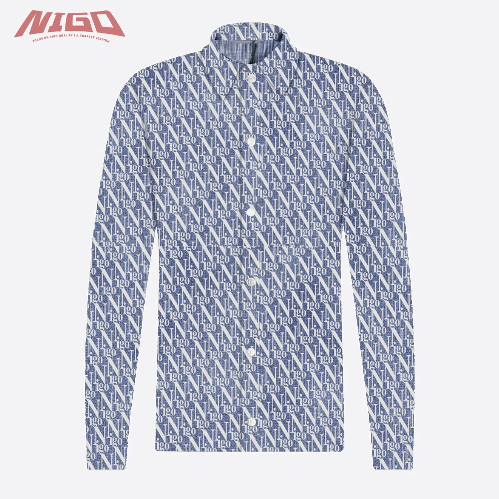 

Синяя джинсовая рубашка NIGO DR x STU 20ss # nigo539