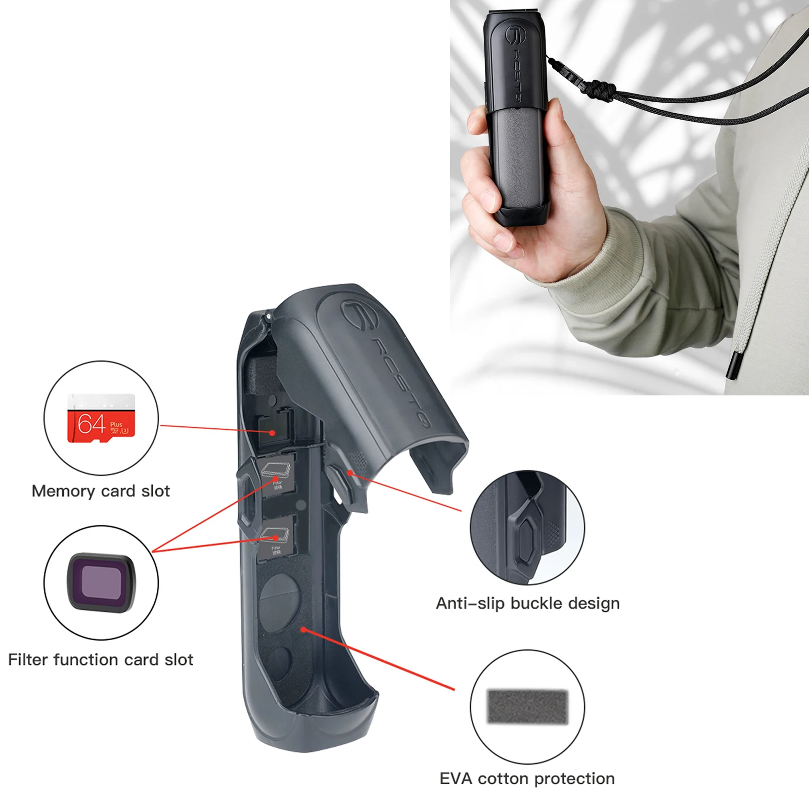 Protective Case Cover Portable Storage Box with Lanyard for FIMI PALM 2 Pocket Gimbal Camera Accessries | Электроника