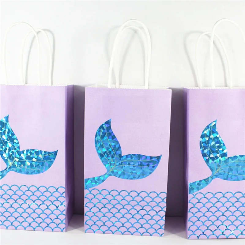Small Gift bag 3pcs Русалка Вечерние Одноразовые столовые тарелки скатерть бумажное полотенце День рождения Беби Шауэр детский столовая посуда - Цвет: Small Gift bag 3pcs