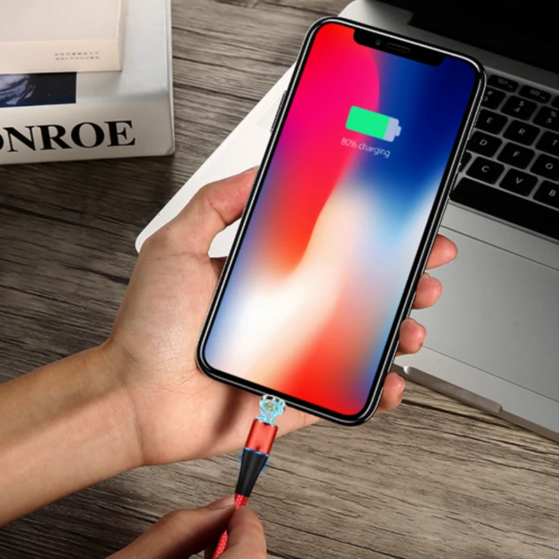 1 м 2 м 3 а быстрый Магнитный зарядный кабель с 360 вращением круглые USB кабели для samsung Galaxy S9/S9 Plus/S10/S10e/S10Plus