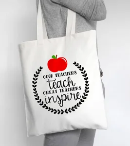 Сумка-тоут для учеников, повседневная холщовая сумочка-тоут на ремне, многоразовый вместительный тоут для учителей