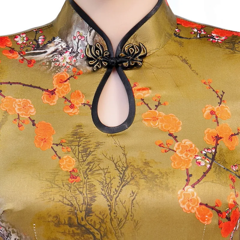 Весна лето 2020 Новое шелковое платье с круглым воротником и коротким рукавом из