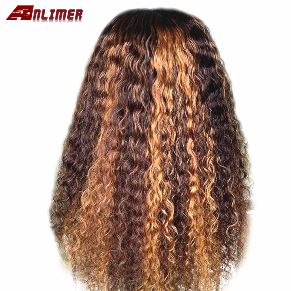 Кудрявый парик эффектом деграде (переход от темного к коричневый Мёд блондинка