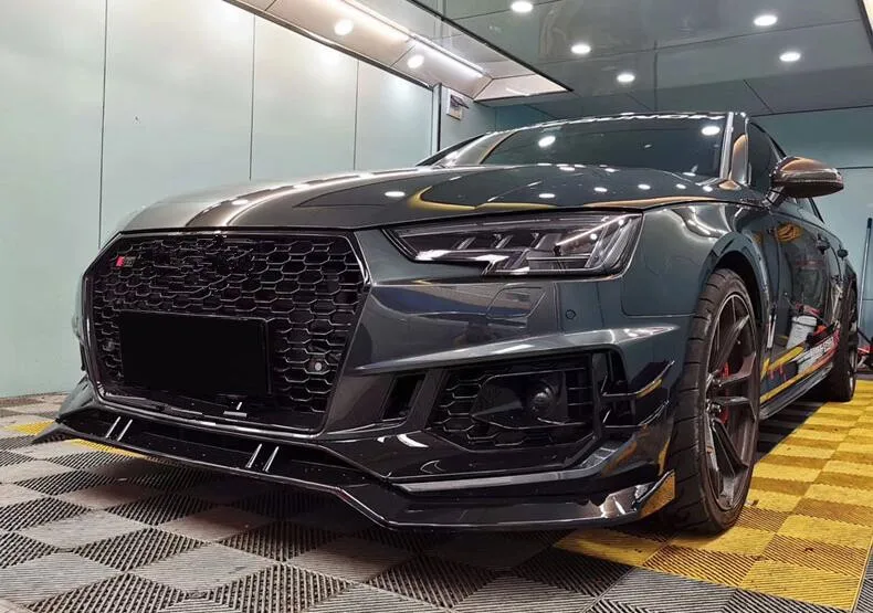 Для Audi A4 Sline S4 RS4 B9 2017 2018 2019 2020 ABS Черная передняя решетка спойлер бампер диффузор