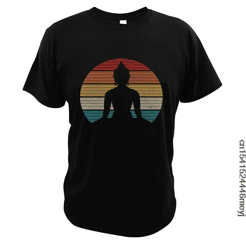 

Buddha Buddhism Zen Spiritual Yoga Meditation T Shirt Vintage Designed Print Tee Retro Gift Pure Cotton Soft Men Top