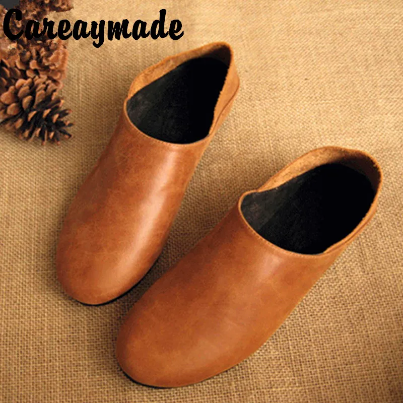 Женские туфли на плоской подошве CareaymadePure из натуральной кожи с закрытым носком в