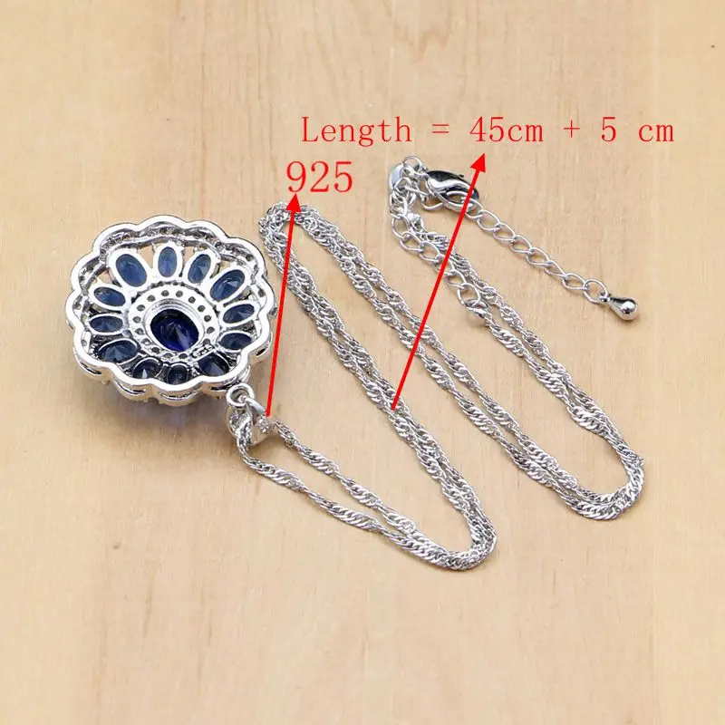 Комплект ювелирных изделий Hyperbole из серебра 925 пробы с синим цирконием и белыми