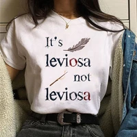 women its leviosa not leviosa letter graphic printed tshirt new fashion funny feather t shirt soft white casual tshirt top tees
