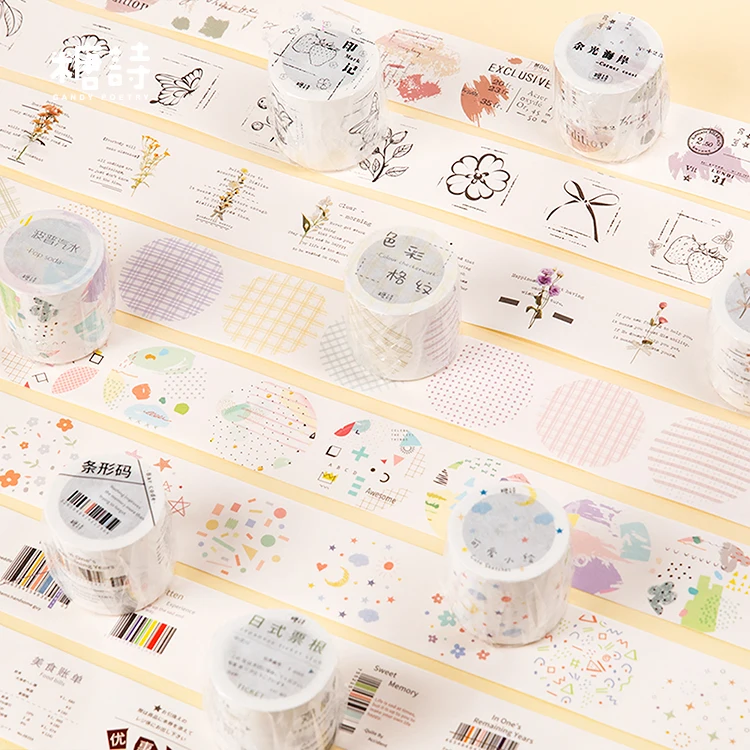 Многофункциональные Декоративные из рисовой бумаги ленты Bullet Journal васи лента