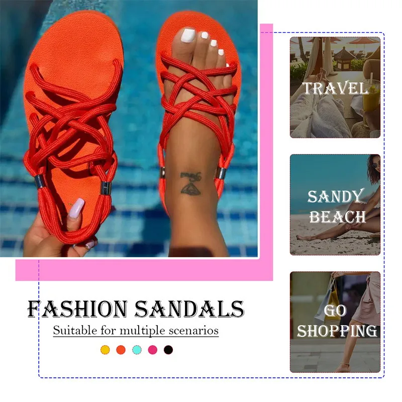 

2021 New Summer Women Sandals Ladies Bandage Beach Shoes Open Toe Girls Beach Sandals Roman Gladiator Sandals Flip Flop Sandlias
