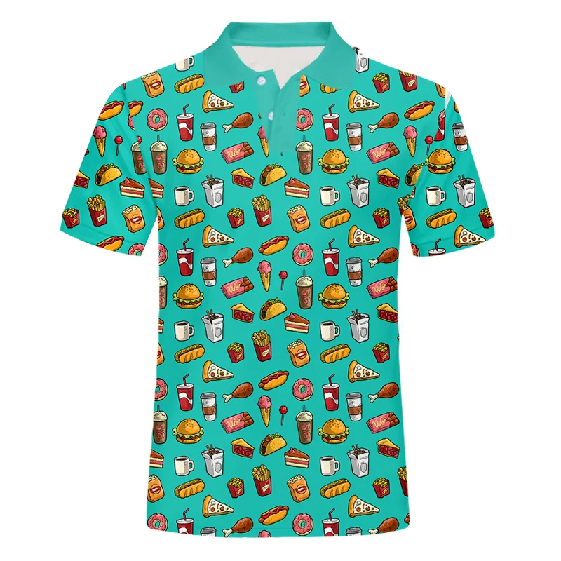 

Новая зеленая рубашка IFPD на пуговицах с 3D принтом бургеров, новинка, Мужская Уличная одежда в стиле Харадзюку на весну и лето, повседневный Т...