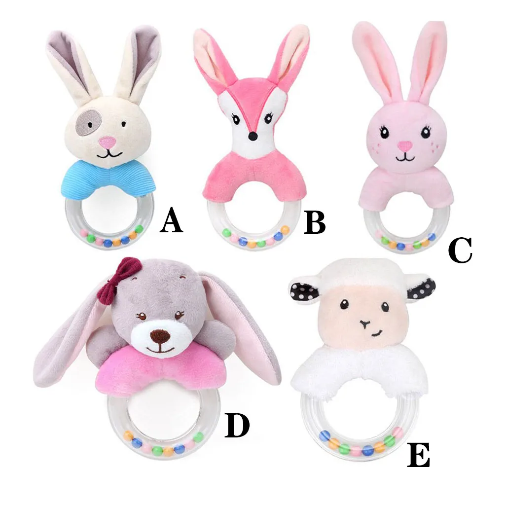 

Baby Bed Bell Cute Baby Rattle Rabbit Plush Infant Cartoon Animals Baby Toys Stroller Newborn Hand Grasp Toys Soothing Doll 5*