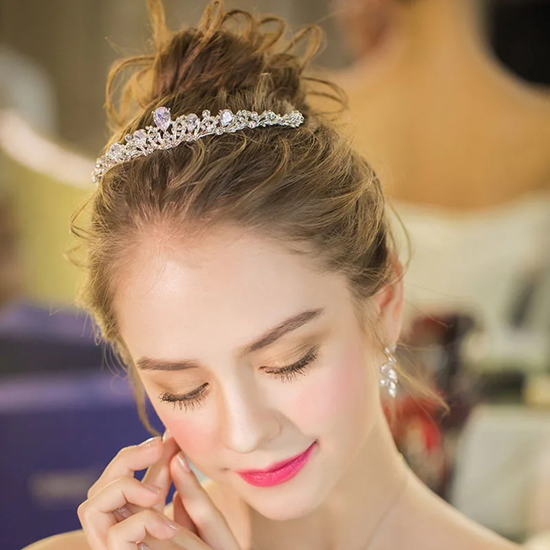 SLBRIDAL Арт Деко Кристаллы Стразы сплав кубический циркон свадебная тиара CZ Свадебная Королева Принцесса пышные вечерние короны для подружек невесты