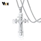 Vnox панк двойной крест ожерелья для мужчин молитва религия воротник Бесплатная нержавеющая сталь коробка цепь 24