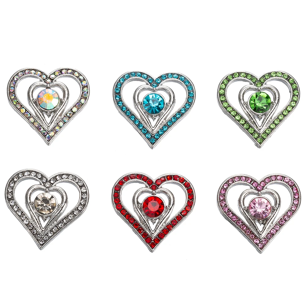 New metal Heart Snap Button Jewelry 18mm Buttons fit sracelet Bangles TZ9249 | Украшения и аксессуары