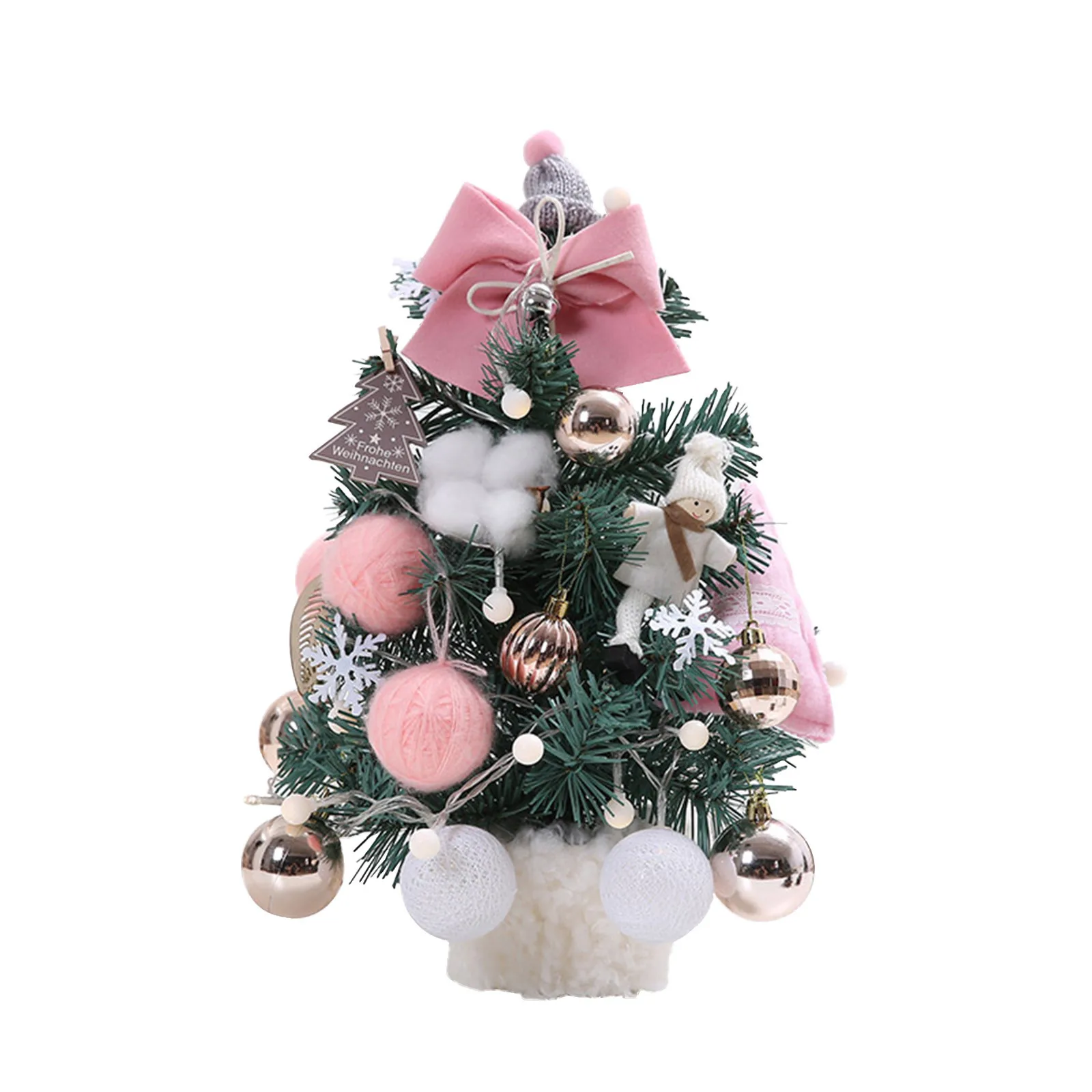 

35/45CM Tabletop Mini Christmas Tree Set With Clear Led Lights Star Treetop Ornaments 2021 Best DIY Christmas Art Decorations