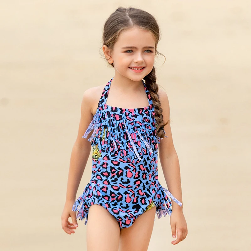 Детский слитный купальник с кисточками и лямкой на шее купальный костюм для