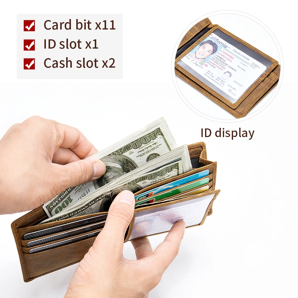 Кошелек MVA из натуральной кожи для мужчин винтажного стиля на короткие карточки для бизнеса, мужской кошелек портомоне тонкий 7444.