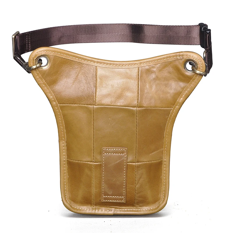 

New Quality Oil Wax Leather Men Design Small Messenger Sling Bag Fashion Fanny Waist Belt Pack Leg Drop Bag Phone Pouch 211-5