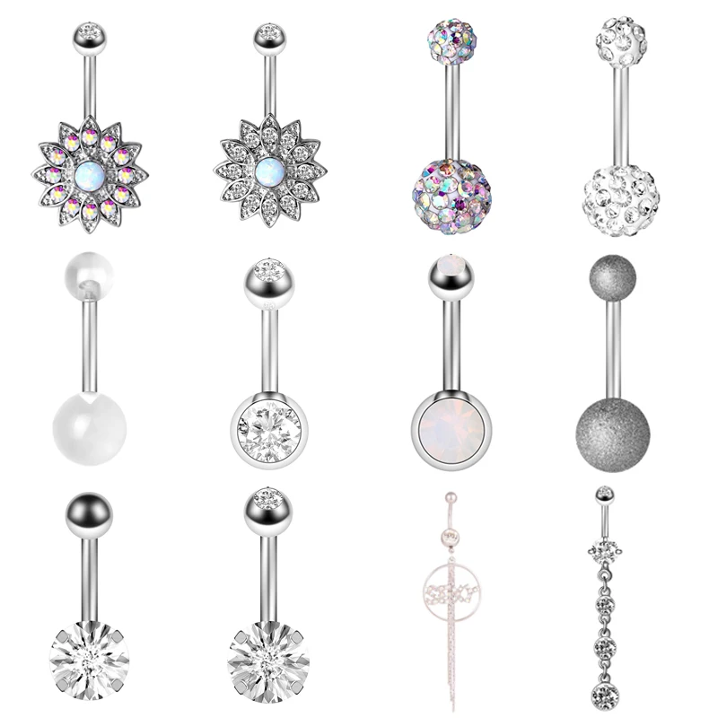Полный набор колец Стразы для пупка женское модное кольцо Кольца пирсинга тела в