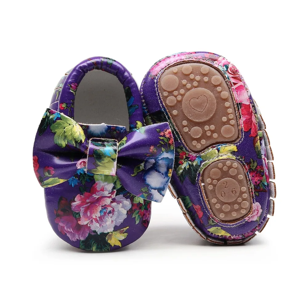 

Lovely Printing Hard Sole Baby PU Leather Shoes Fringe Baby Toddlers Moccasins Newborn Fruit Print Prewalking Casual Shoes