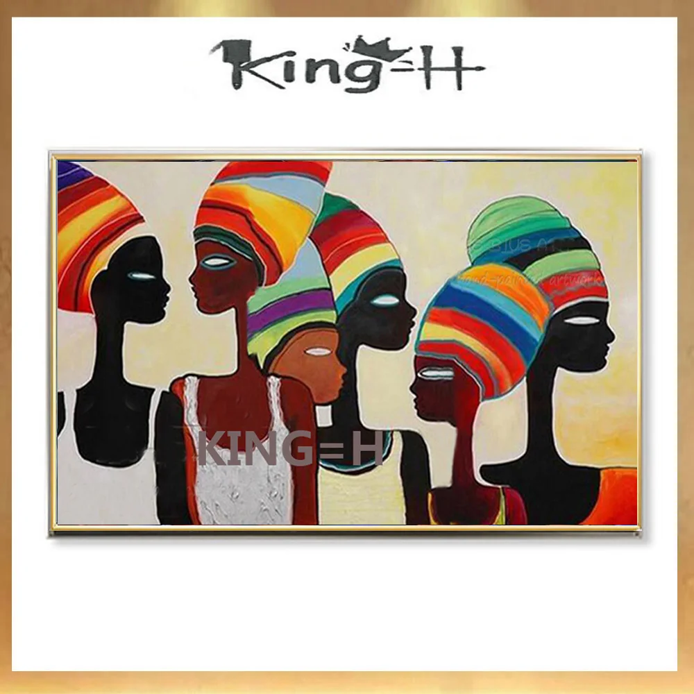 

Искусный художник, ручная роспись, абстрактная Африканская женщина, фигура, картина маслом на холсте, красочная Современная Настенная живо...