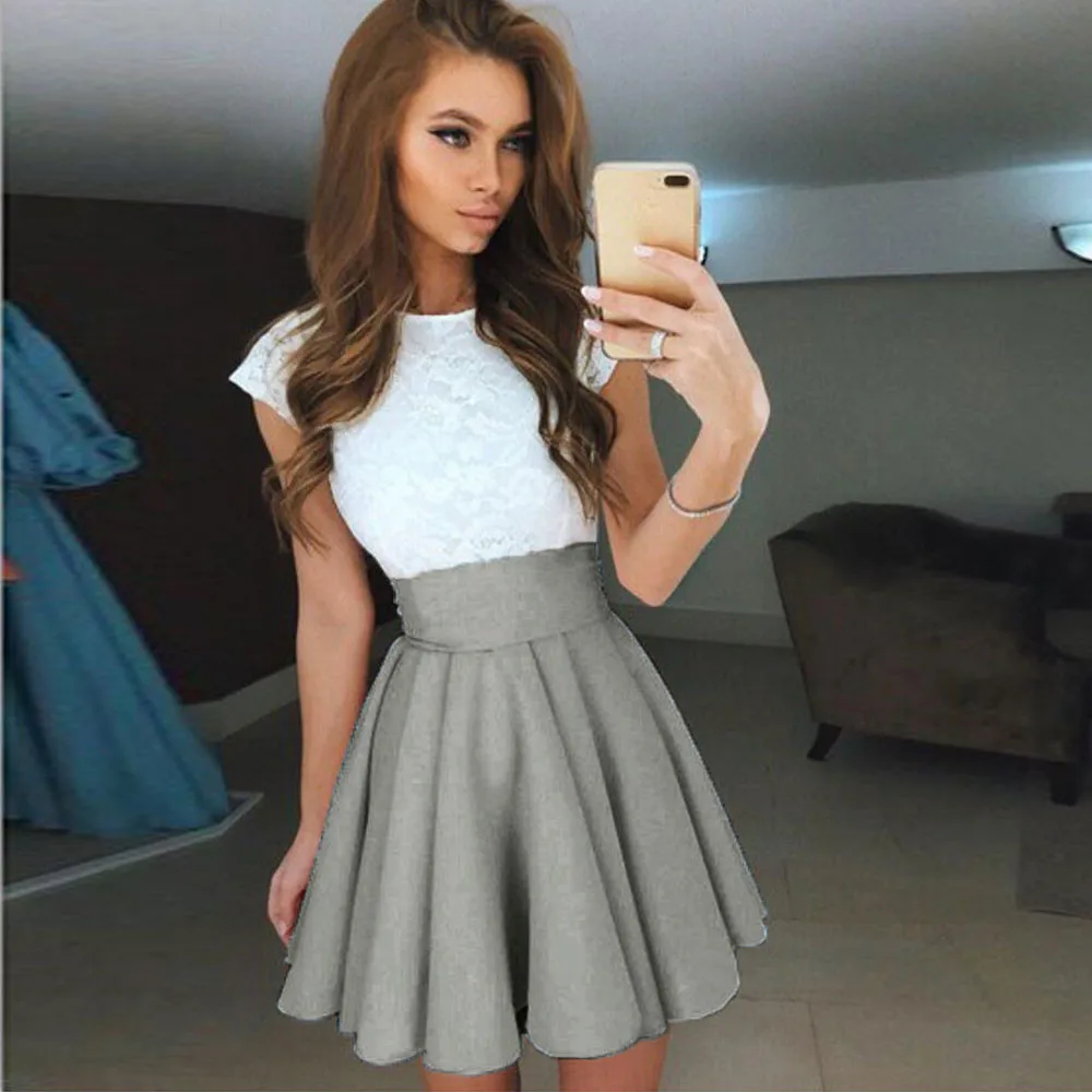 Женская Пышная юбка повседневная однотонная вечерняя с поясом большие размеры 40