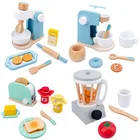 Ролевая кухонная деревянная игрушка для выпечки, имитация кофемашины, тостер, миксер для еды, раннее образование для детей, рождественские подарки