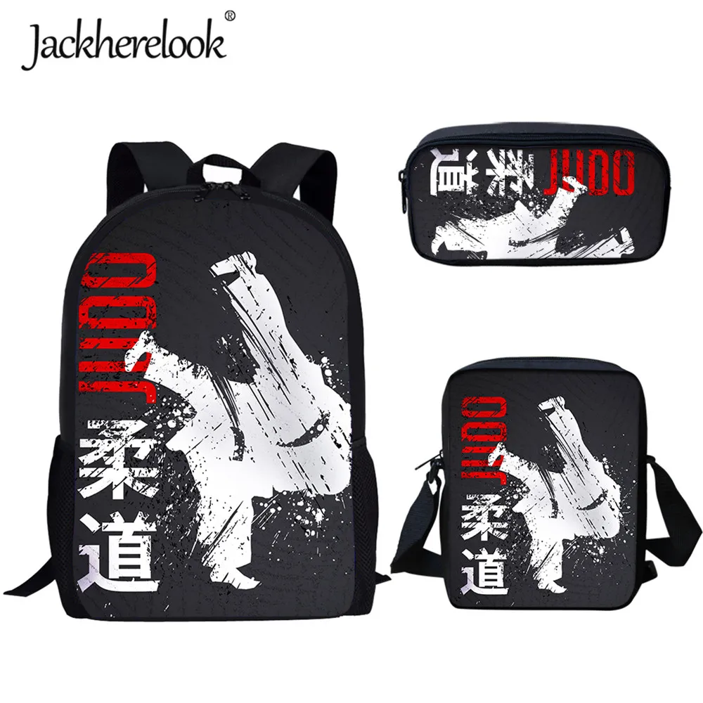 Jackherelook, классные боевые искусства, JUDO Design Sac a Dos, набор школьных сумок для мальчиков, мужской черный рюкзак, школьные сумки для детей, рюкзак д...