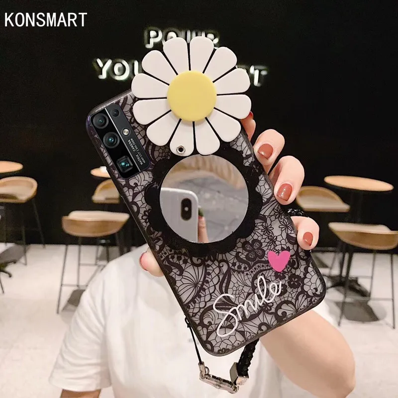 KONSMART модный зеркальный чехол для телефона Huawei Honor 30 30S 30Pro с объемным цветком и