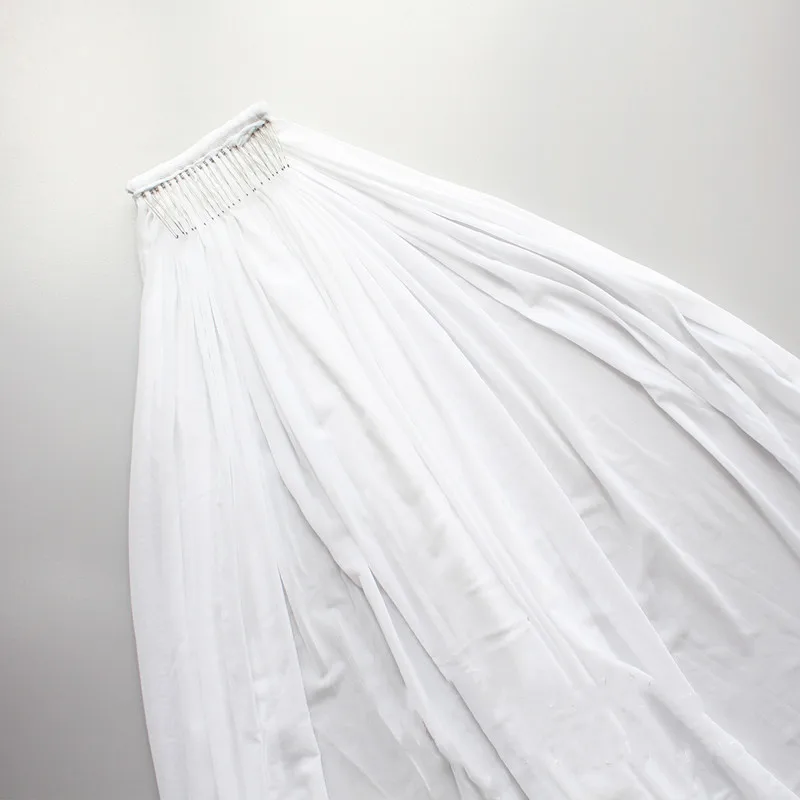 

New Beautiful Hand-Sewn Hair Comb Bridal Veil 3 Meters High Elastic Mesh Bridal Church Veil Photo Studio Travel Shot