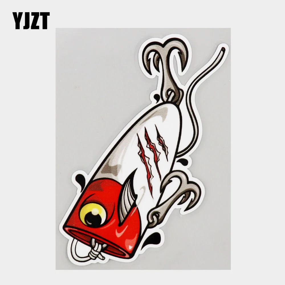 

YJZT 14.1CM×6.4CM Creative Fishing Lure Decal Hooking PVC Car Sticker 11C-0656