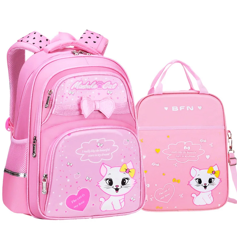 

Водонепроницаемый школьный ранец для девочек, детский портфель с мультипликационным рисунком Кетти-кота, розовая ортопедическая сумка для...