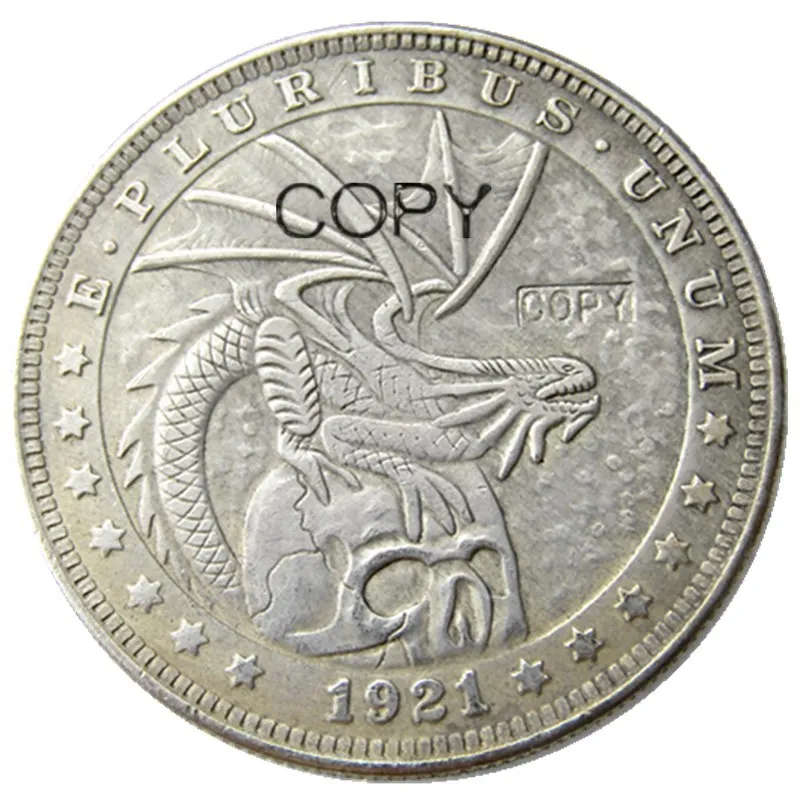 США Хобо 1921 Морган доллар Череп Зомби Скелет посеребренные копии