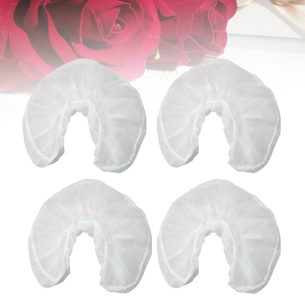 

50pcs Disposable Headrest Covers Non-woven Fabrics U Shaped Pillowcase for Hotel Travel (White)