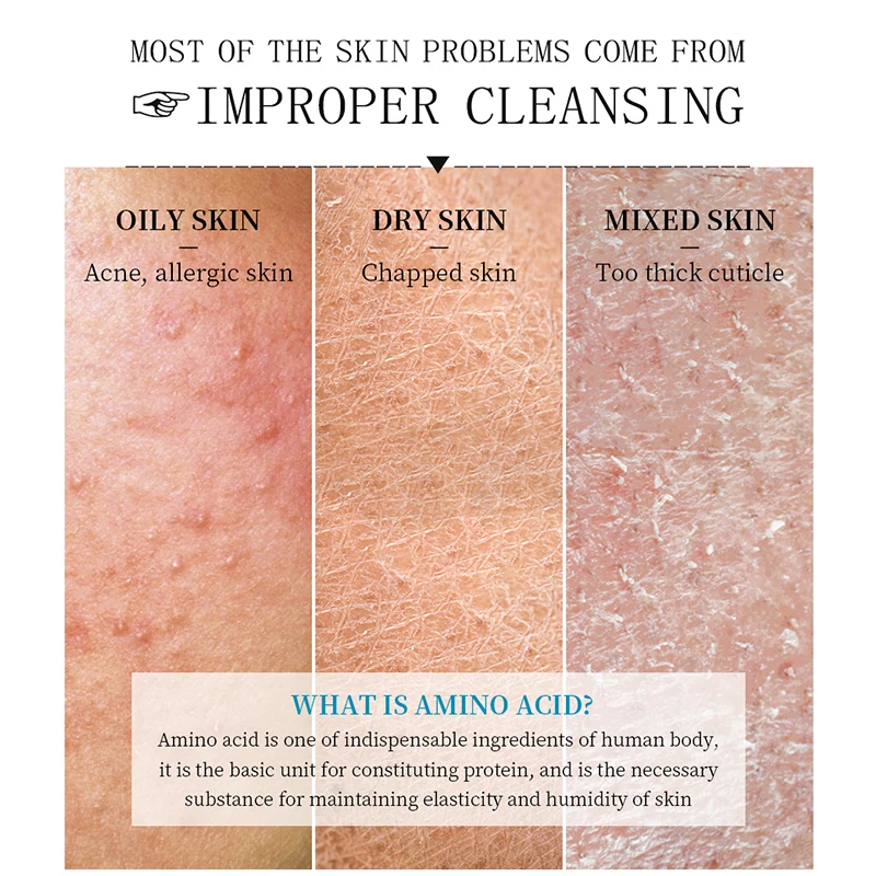 Яркое Гламурное аминокислотное очищающее средство для лица контроль жирности