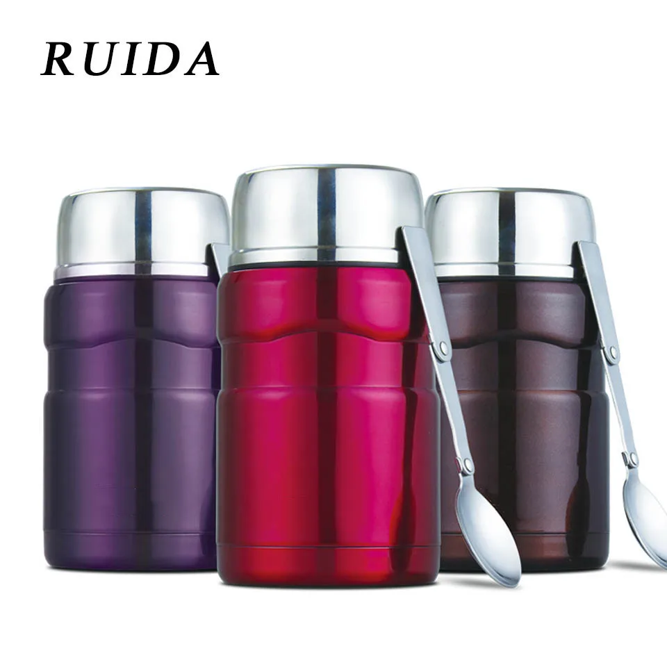 RUIDA 550 мл 700 мл Термос для еды контейнер с ложкой из нержавеющей стали термосы Термокружка ST183