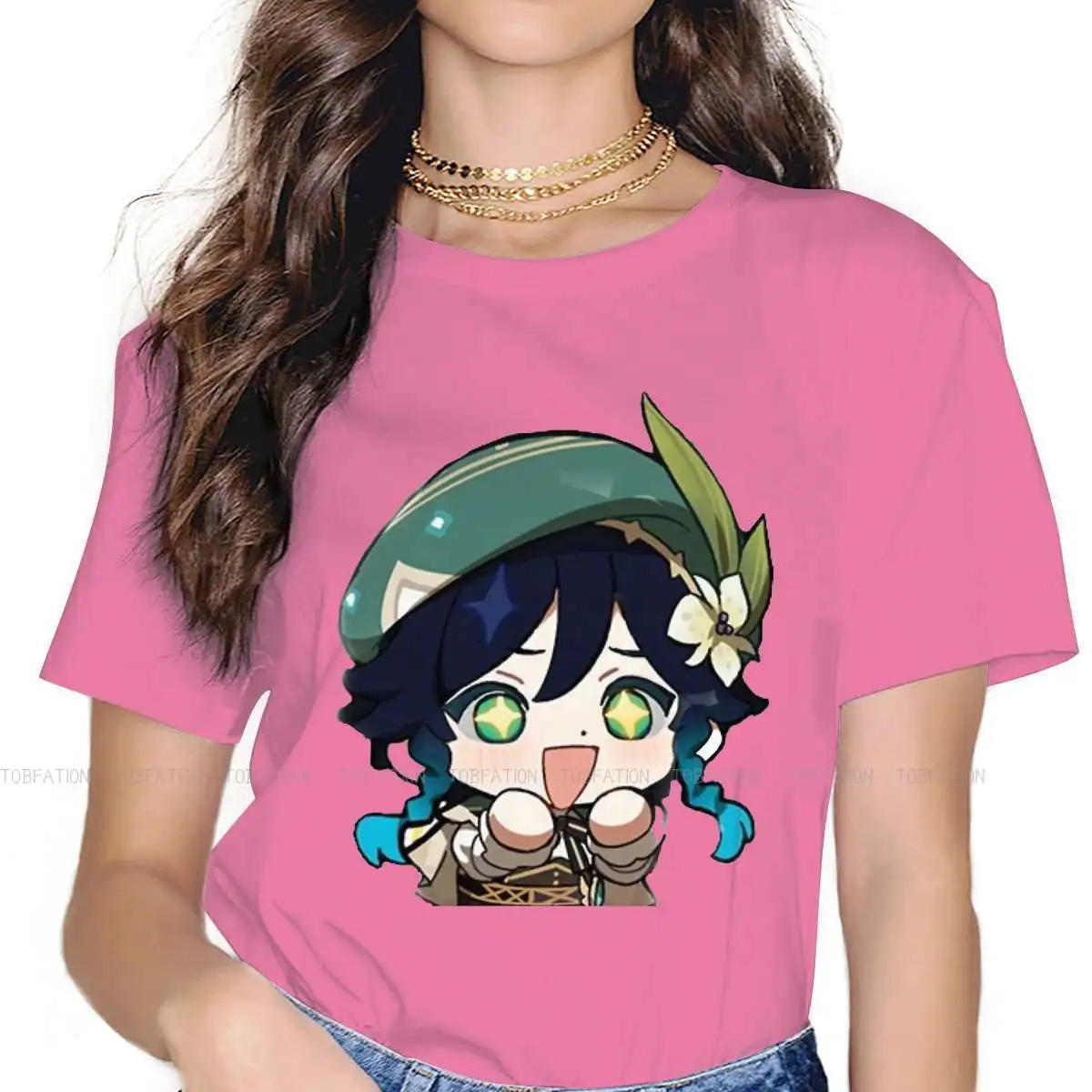 

Venti Kawaii Unique TShirt for Girl Genshin Impact Lumine Jean Tyvat Morax RPG Creative Gift Clothes T Shirt Short Sleeve
