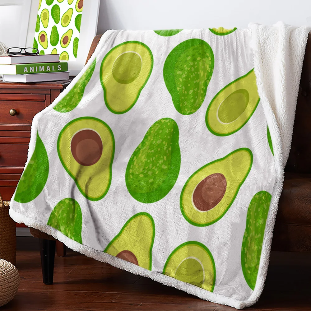 Зеленое желтое Флисовое одеяло с рисунком авокадо для детей мягкое плюшевое | Дом